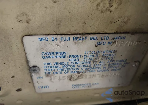 2001 Subaru Forester L from USA, damaged, VIN JF1SF63511H766460